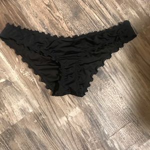 Black Low Rise Ruffle Bikini Bottoms